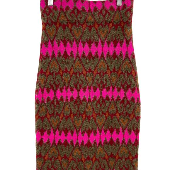 Rhode Sweater Skirt Knit Fair Isle Long Midi Length Red Pink Green Size Small - Picture 3 of 10